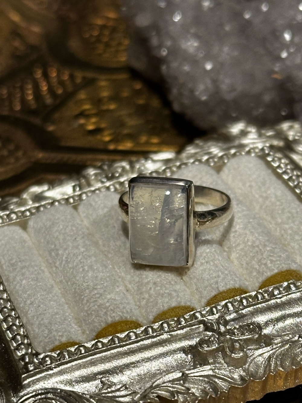 Rainbow Moonstone Ring Sterling Silver S925 Size 8.5 - Picture 4 of 8